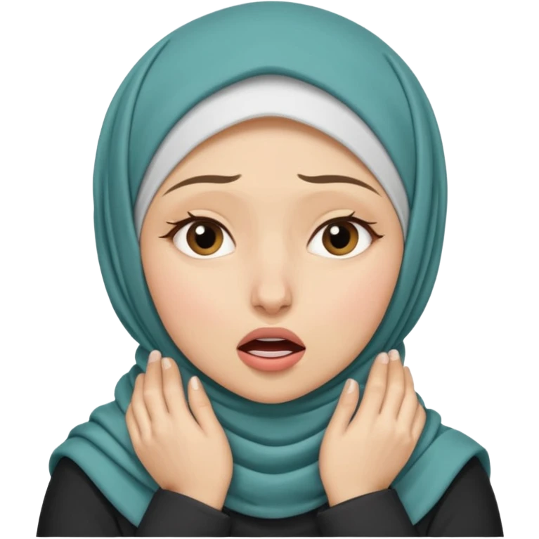 A light hijabi woman choking herself out of frustration but she's nonchalant  emoji