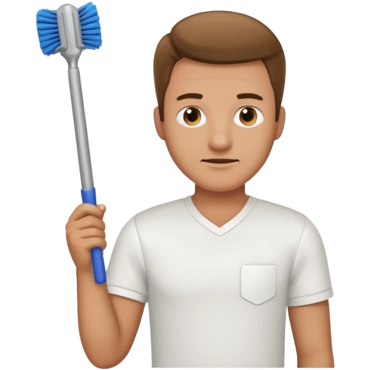 man holding toilet brush emoji
