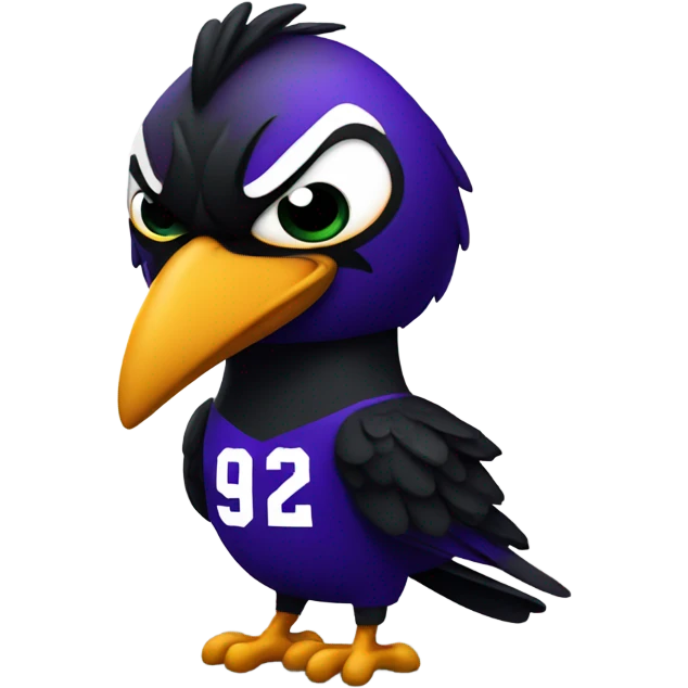 Angry Raven Bird wearing a football jersey with number 92 emoji