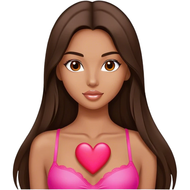 victoria’s secret model with long brunette straight hair heart emoji