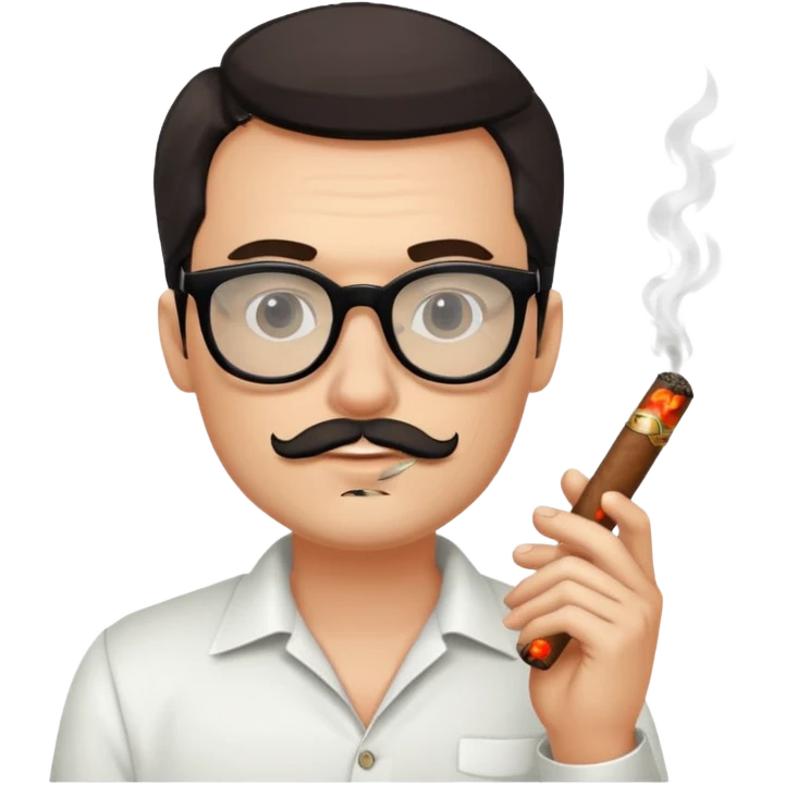 bold white guy in black glasses and cigar emoji