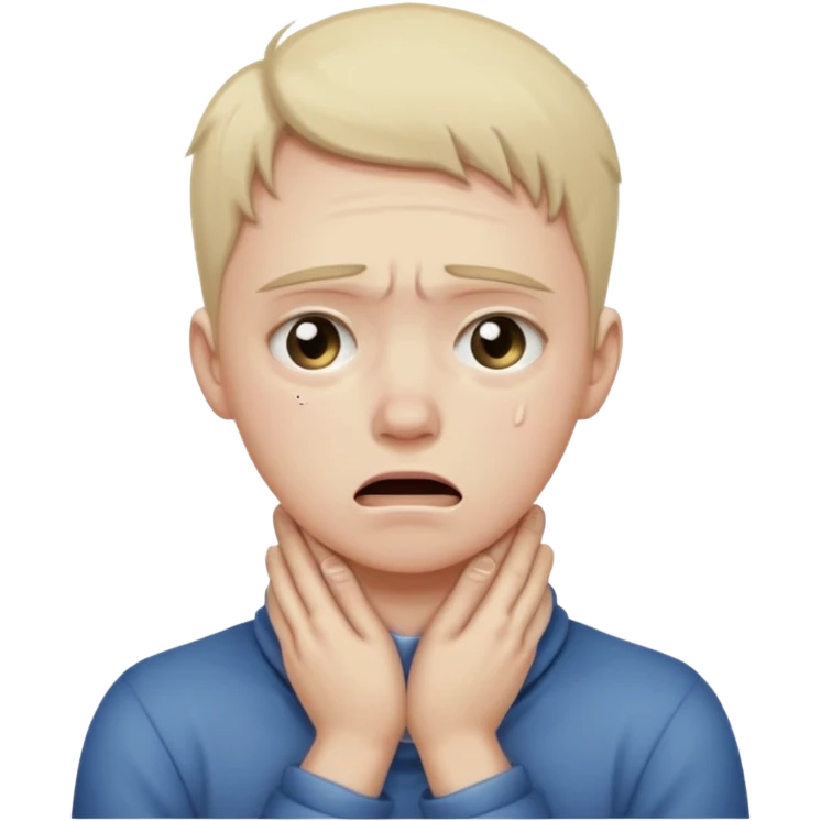 face choking, hands around neck, distressed expression emoji