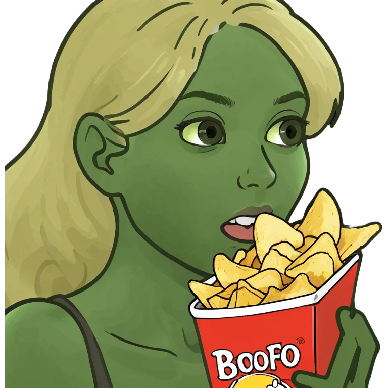 Fille blonde qui mange des chips fantôme  emoji