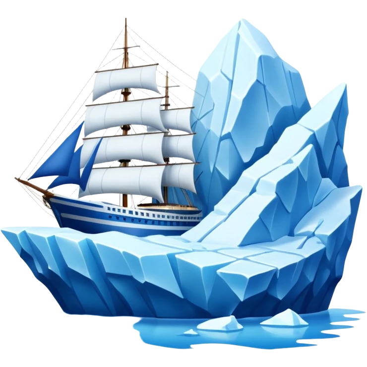 A ship moving past an iceberg emoji
