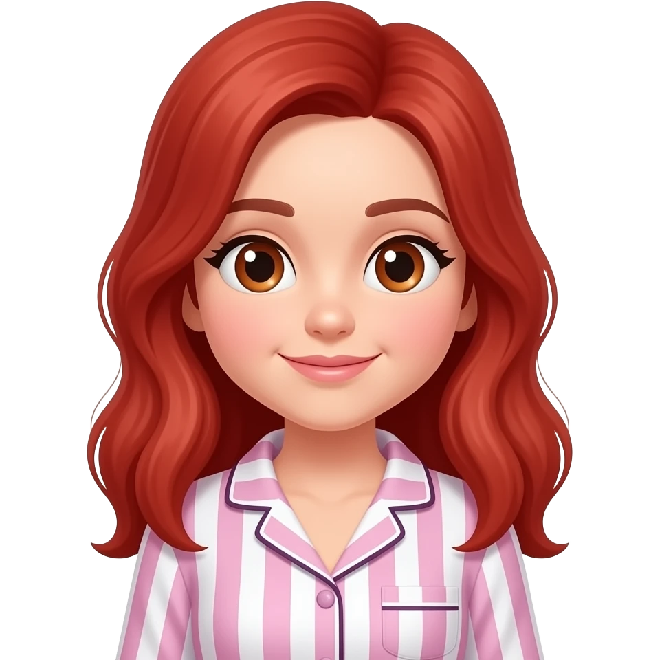 a girl with red hairs in pajamas emoji