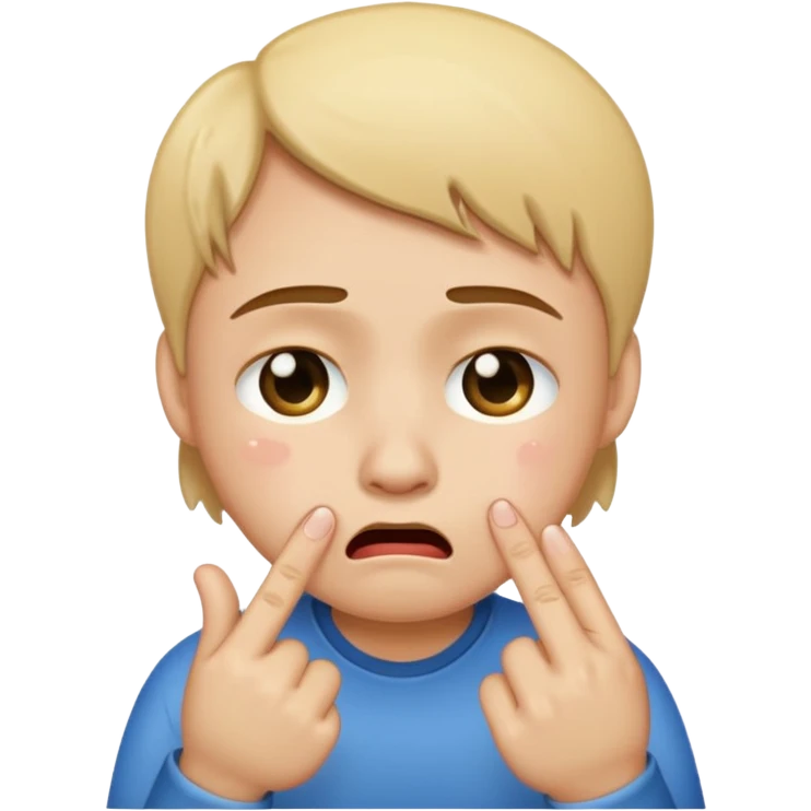 Middle finger crying face emoji