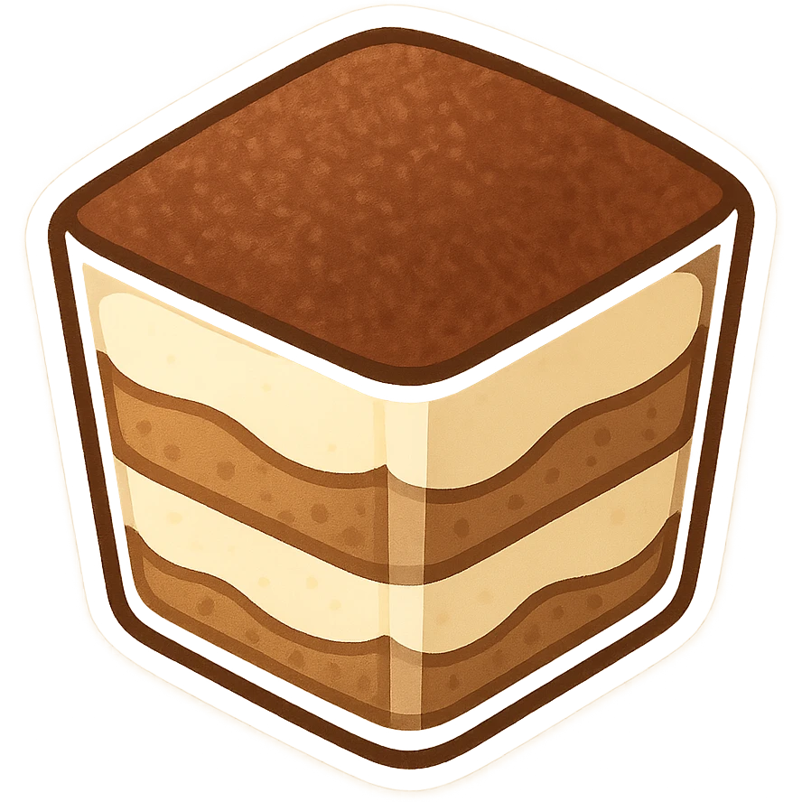tiramisu square cups, simplified, clear, emoji-like, no faces emoji
