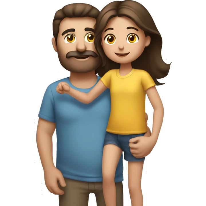 Father brunette hold his daughter's hand brunette emoji