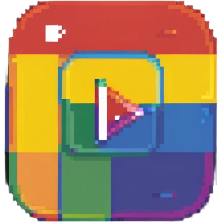 YouTube logo rainbow colored with white play button emoji