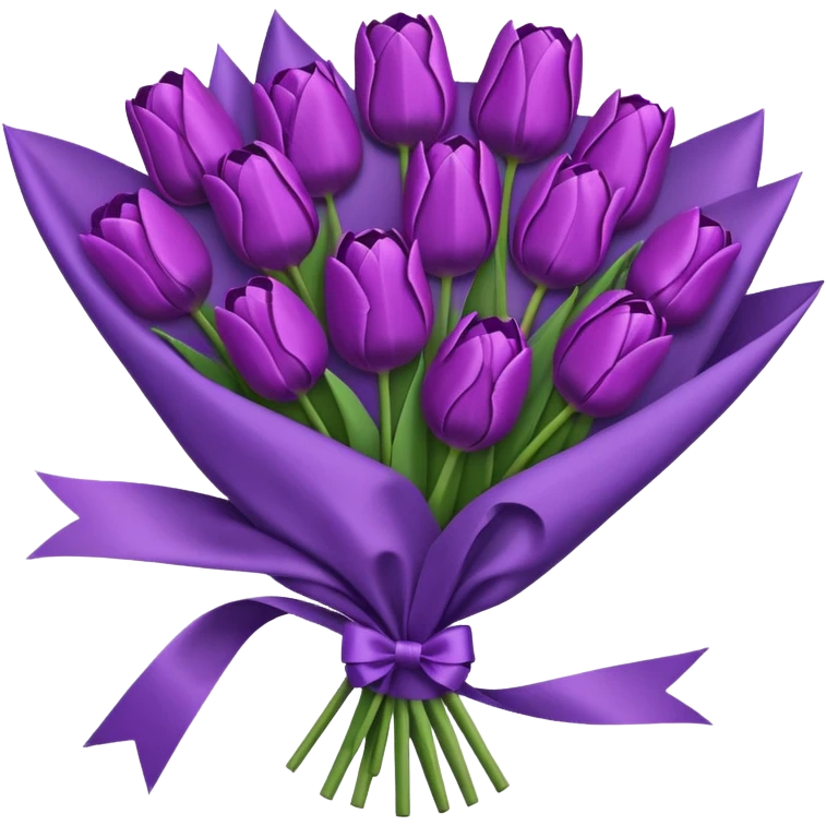 purple tulip bouquet with purple paper wrap emoji