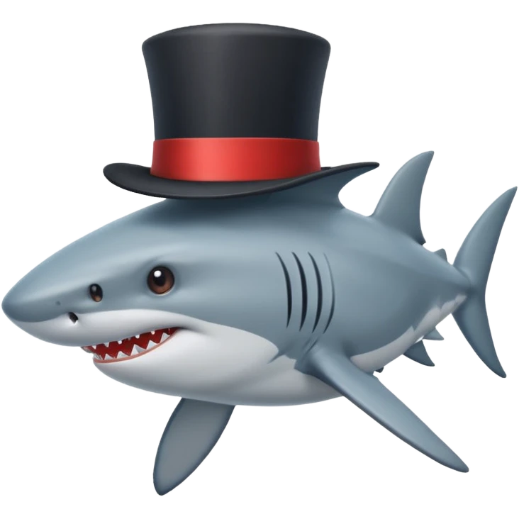 Shark with a top hat emoji