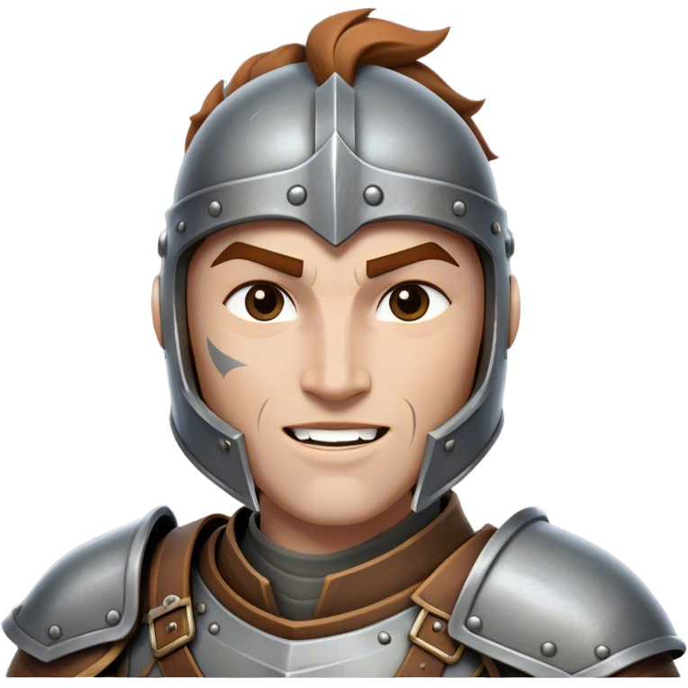 Cinematic Realistic WoW Human Warrior Portrait, head tilted dramatically with an exaggeratedly amused expression, blending rugged heroism with a hint of lighthearted charm. His chiseled face, framed by meticulously rendered steel armor and leather accents in consistent greys and bronzes, is brought to life with dynamic lighting and high shine, dramatic yet whimsical, capturing the essence of a warrior whose epic might is coupled with an approachable, playful demeanor. emoji