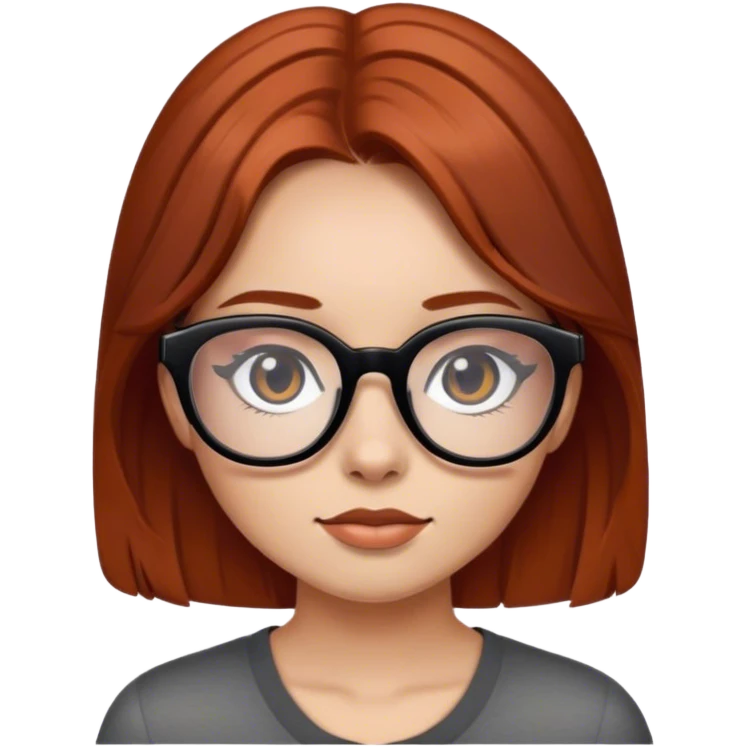 girl with reddish brown hair and black glasses emoji