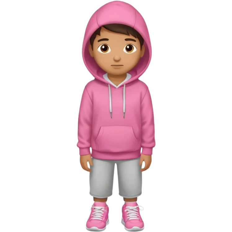 Kid Boy in pink hoodie and sneakers emoji