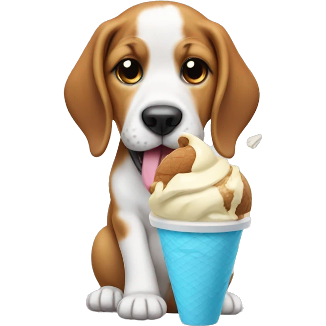 Puppy beagle eating ice cream  emoji