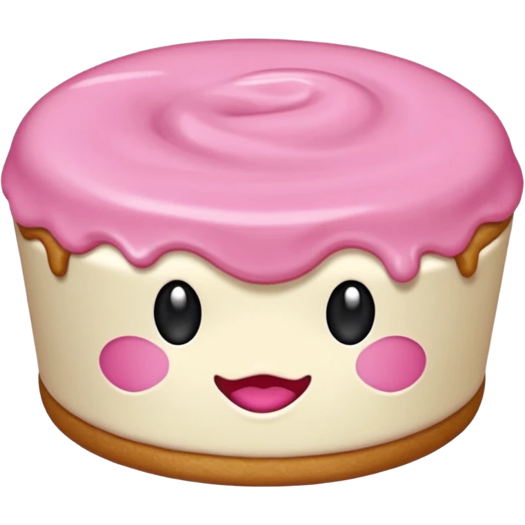 Yumuş yumuş pembe ayıcık elinde kremalı kek tutan emoji