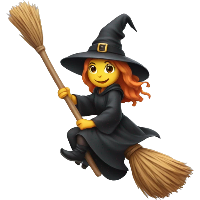witch riding a broom stick emoji