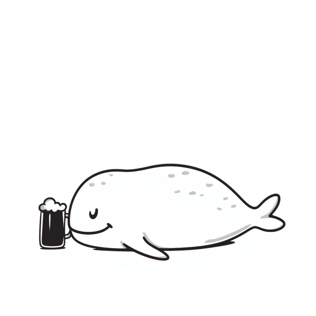 white whale with beer emoji