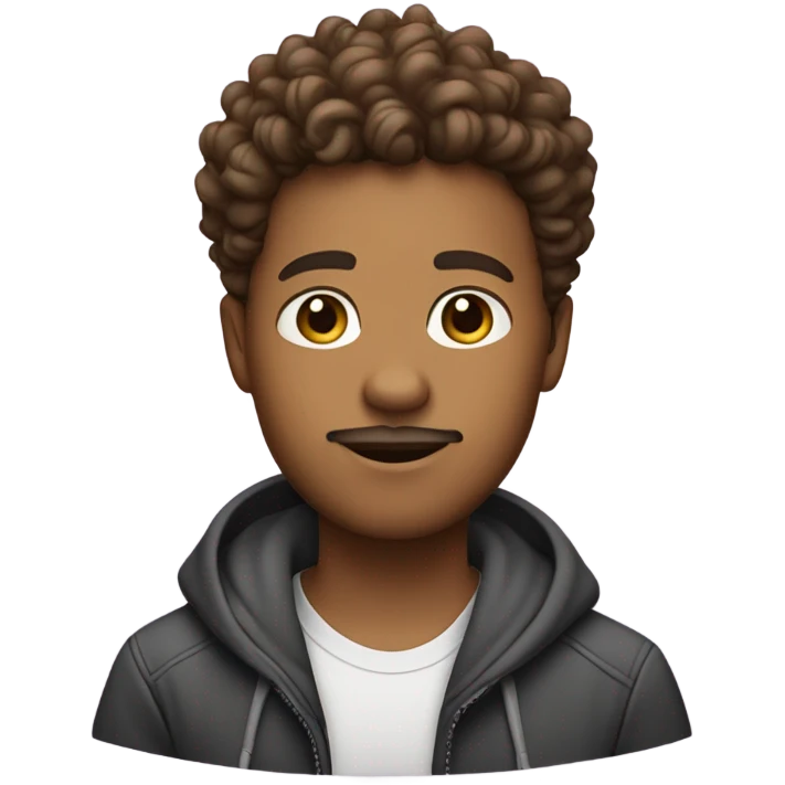 brown boy with curly hair taper fade and goatee  emoji