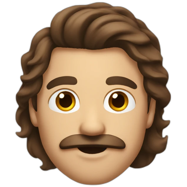 man with brown moustache and brown long hair emoji