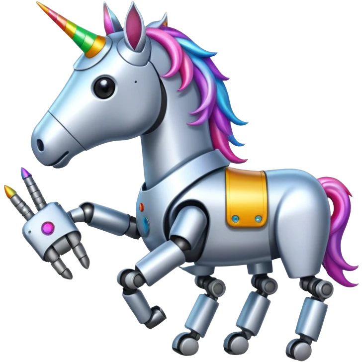 Unicorn eating a robot emoji