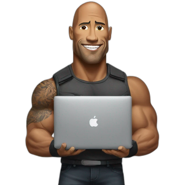the rock with a MacBook emoji