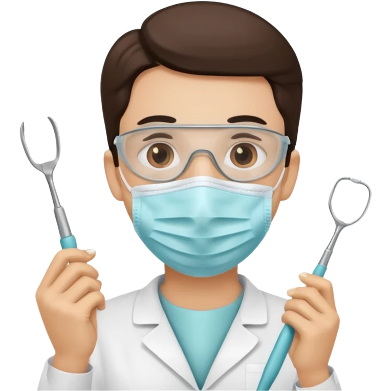 dentist with mask, holding dental tool emoji