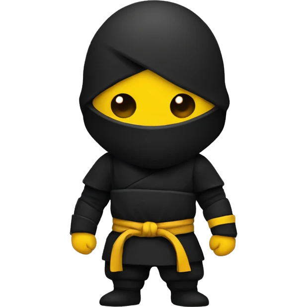 basic emoji: ninja style with colors on the top black, in the midlle red, bottom yellow emoji