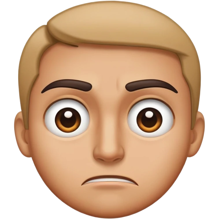 disgusted face eyebrows up but mixed with a straight face emoji