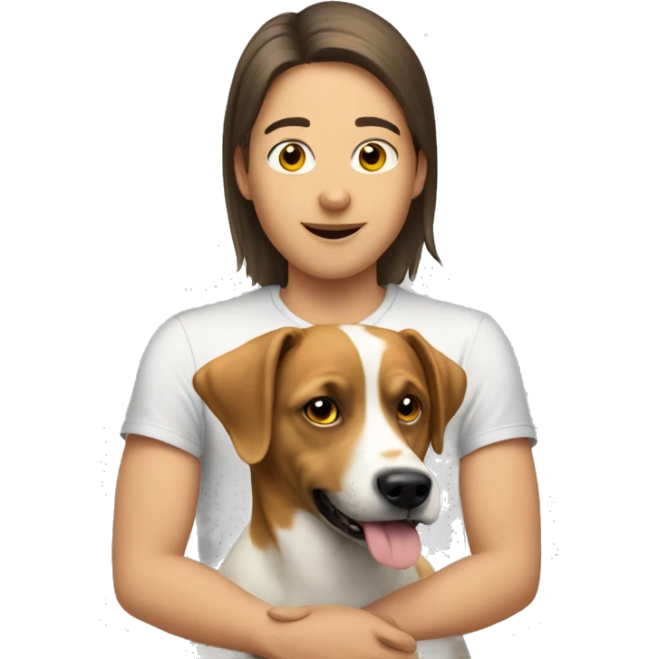 A dog with a human that is me emoji