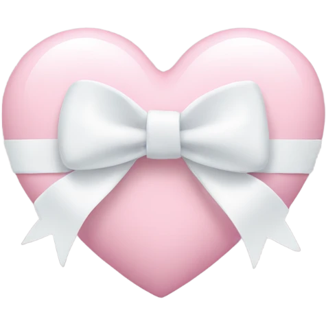 Pastel pink heart with white bow emoji