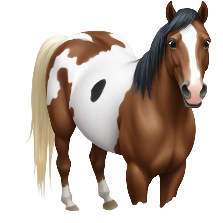 Happy paint horse with bay quarter horse  emoji