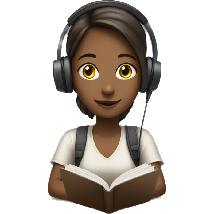 girl studying with headphones on emoji