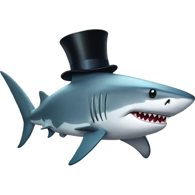 Shark with a top hat emoji