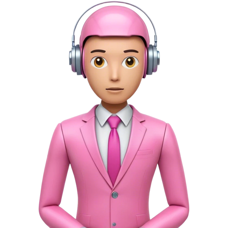human-looking 3d robot office worker in intensive pink color suit emoji