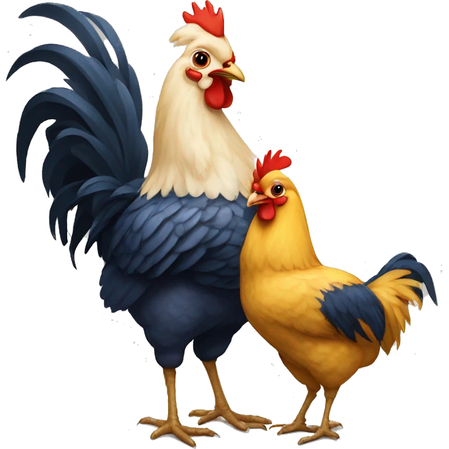 Familia gallo gallina y pollitos  emoji