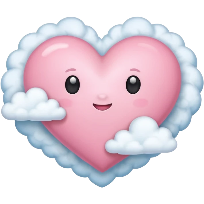pastel pink heart with clouds at the base, iOS Apple emoji style emoji