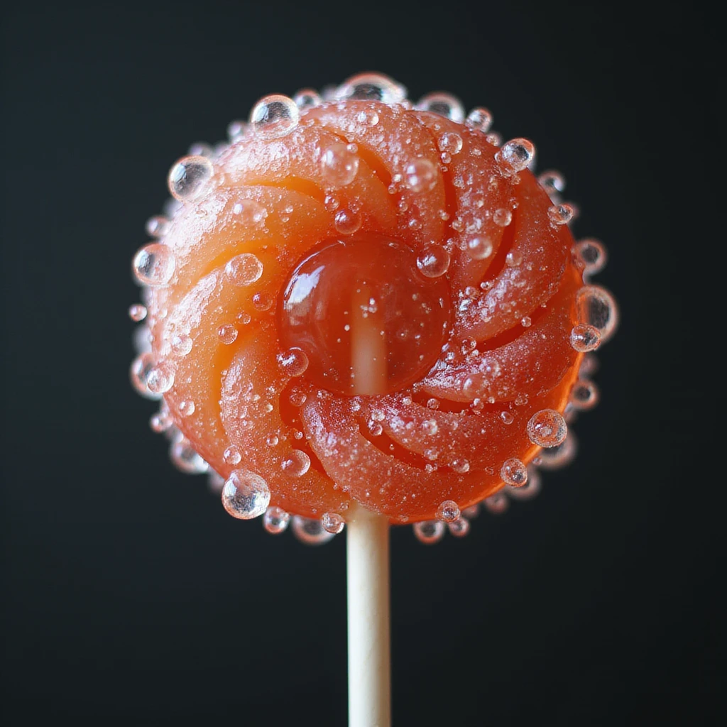 realistic lollipop, close-up, condensation, photorealistic style emoji
