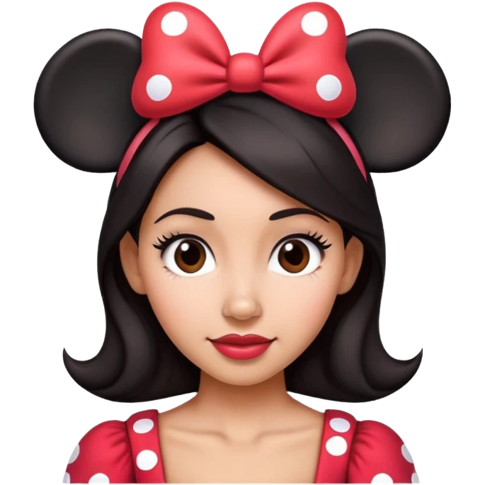 Woman dark hair Minnie mouse ears emoji