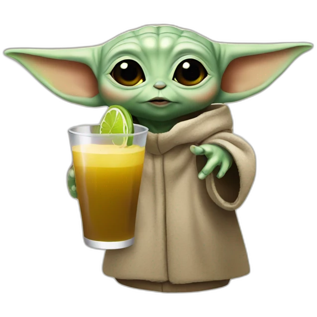 Baby yoda drinking a drink emoji