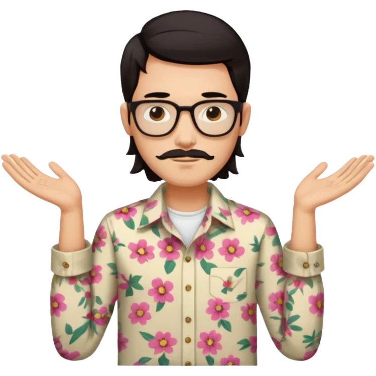 flowered hipster shirt long armed emoji