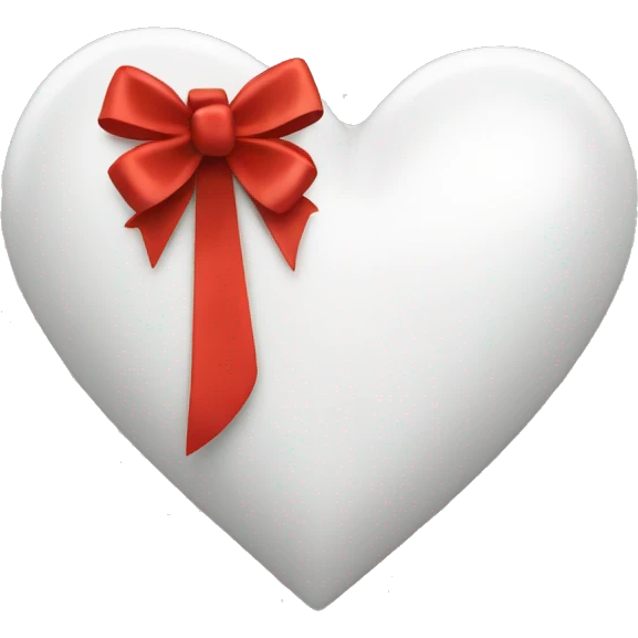 White pretty heart with a red bow wrapped around it in the middle  emoji