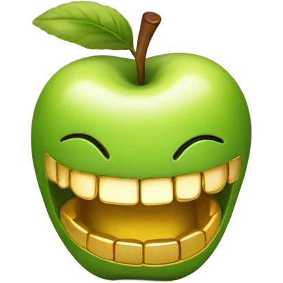Apple with gold teeth  emoji