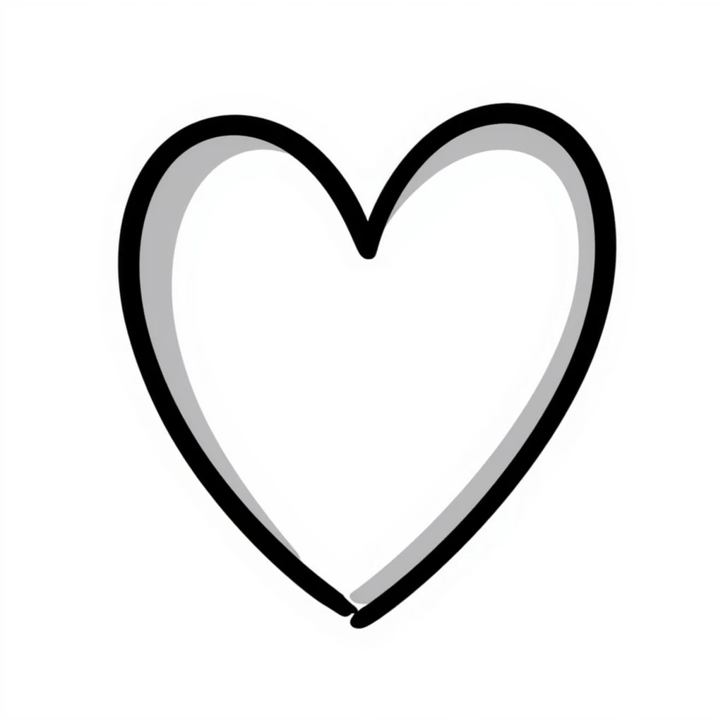 A classic love heart symbol with hand-drawn scribbled lines, slightly asymmetrical with personality, casual sketch style emoji