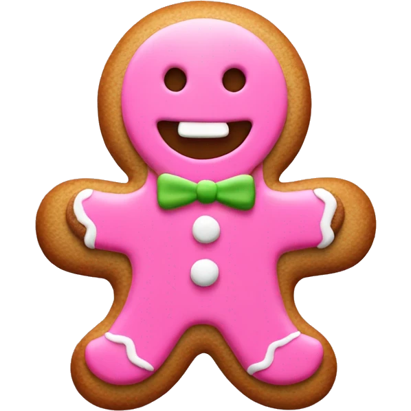Gingerbread cookie man with pink glazing  emoji