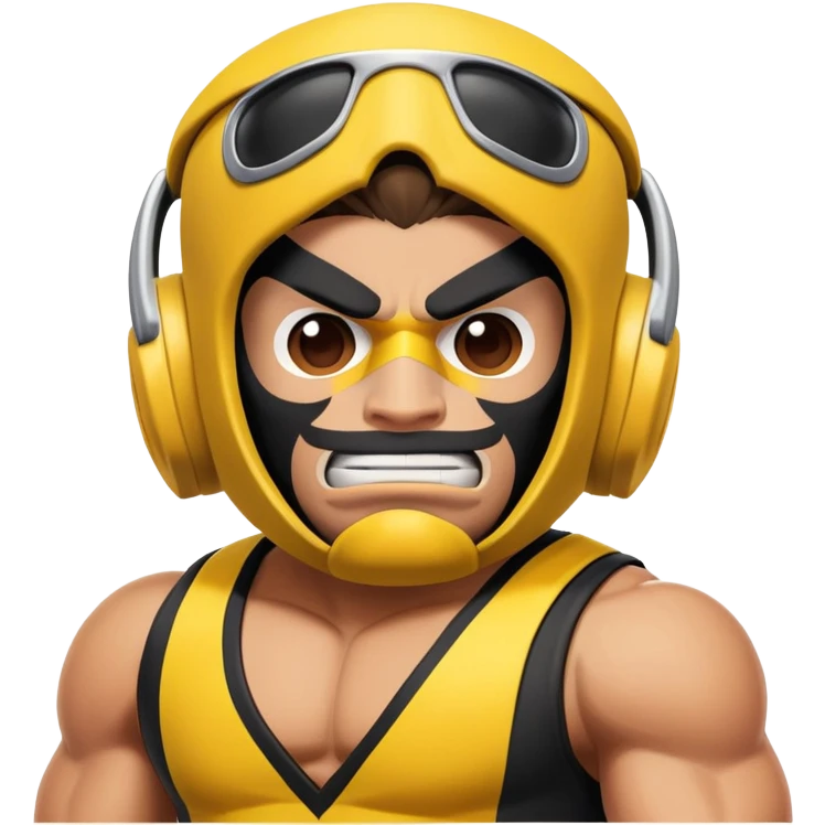 El Primo character from Brawl Stars, a muscular wrestler with a luchador mask and yellow and black outfit emoji