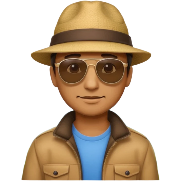 Add a mountain under the man, keep apple style emoji, no background. emoji