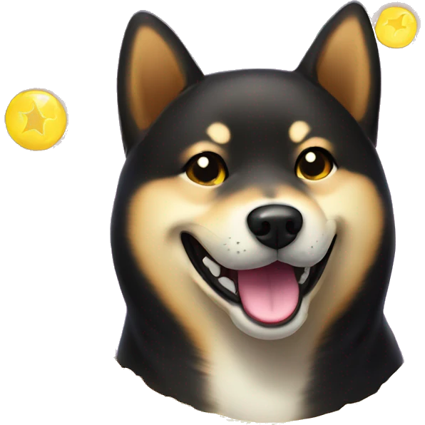 Black Shiba Inu smiling face with halo emoji