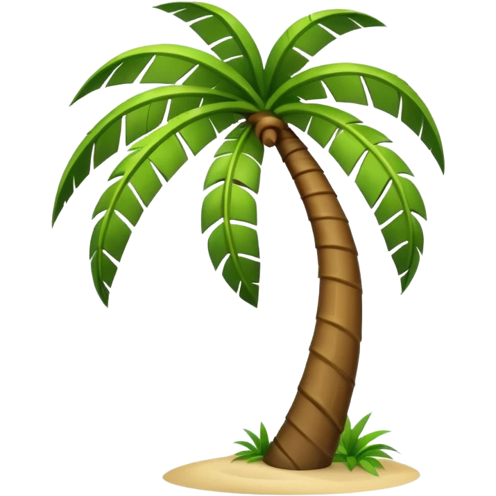 stylized palm tree with fronds swept sideways by strong wind, trunk curved, energetic feel, emoji style, no background emoji