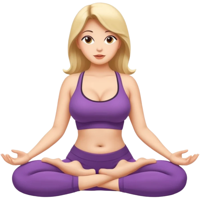 Lady with sexy beautiful body sitting in yoga pose big boobs emoji